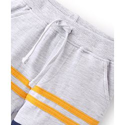 Babyhug Cotton Looper Mid Thigh Length Shorts Stripe Design -Grey