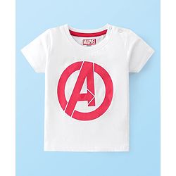 Babyhug Marvel Single Jersey Knit Dungaree with Half Sleeves T-Shirt Avenger Theme Print - Red