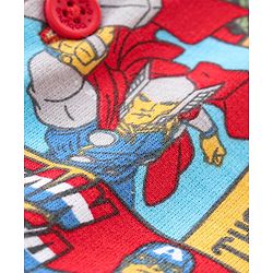 Babyhug Marvel Single Jersey Knit Dungaree with Half Sleeves T-Shirt Avenger Theme Print - Red