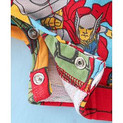 Babyhug Marvel Single Jersey Knit Dungaree with Half Sleeves T-Shirt Avenger Theme Print - Red