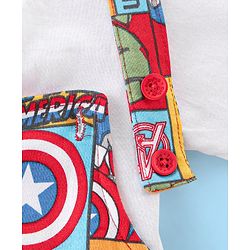 Babyhug Marvel Single Jersey Knit Dungaree with Half Sleeves T-Shirt Avenger Theme Print - Red