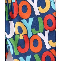 Babyhug Cotton Looper Knit Mid Thigh Shorts With Alphabet Print - Blue