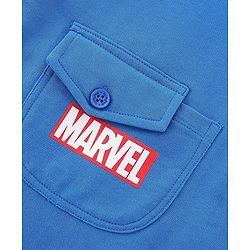 Babyhug Marvel Single Jersey Knit Dungaree with Half Sleeves T-Shirt Text & Avenger Print - Blue
