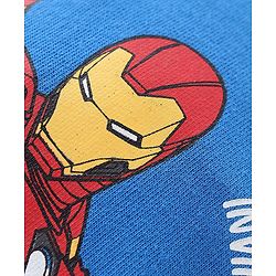 Babyhug Marvel Single Jersey Knit Dungaree with Half Sleeves T-Shirt Text & Avenger Print - Blue