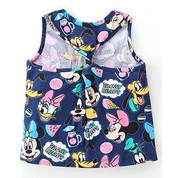 Babyhug Disney Cotton Knit Single Jersey Sleeveless T-Shirt & Shorts with Minnie Mouse Family Print - Navy Blue & Pink