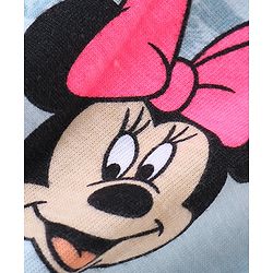 Babyhug Disney Cotton Knit Sleeveless Singlet Jumpsuit with Minnie Mouse Print - Blue
