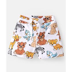 Babyhug Cotton Looper Knit Mid Thigh Shorts With Animal Print Pack of 2 - Multicolour