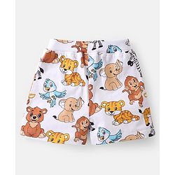 Babyhug Cotton Looper Knit Mid Thigh Shorts With Animal Print Pack of 2 - Multicolour