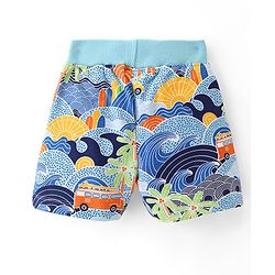 Babyhug Cotton Looper Knit Mid Thigh Length Shorts Scenery Print - Blue
