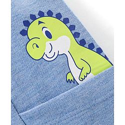 Babyhug Cotton Looper Knit Mid Thigh Dino Printed Shorts - Blue