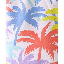 Babyhug Cotton Looper Knit Mid Thigh Length Shorts Palm Tree Print - Multicolour