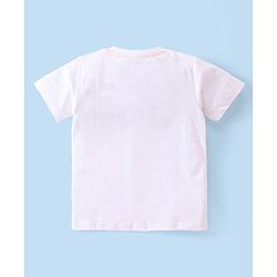 Babyhug Disney 100% Cotton Knit Single Jersey Dungaree & Half Sleeves T-Shirt With Lion King Print - White & Blue