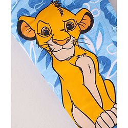 Babyhug Disney 100% Cotton Knit Single Jersey Dungaree & Half Sleeves T-Shirt With Lion King Print - White & Blue