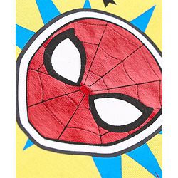 Babyhug Marvel Cotton Knit Dungaree With Half Sleeves T-Shirt & Spiderman Print - Yellow & Blue