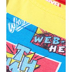 Babyhug Marvel Cotton Knit Dungaree With Half Sleeves T-Shirt & Spiderman Print - Yellow & Blue