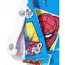 Babyhug Marvel Cotton Knit Dungaree With Half Sleeves T-Shirt & Spiderman Print - Yellow & Blue