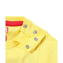 Babyhug Marvel Cotton Knit Dungaree With Half Sleeves T-Shirt & Spiderman Print - Yellow & Blue