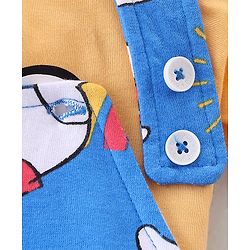 Babyhug Disney Cotton Knit Dungaree and Half Sleeves T-Shirt Set Winnie the Poo Print - Yellow & Blue