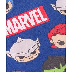 Babyhug Marvel Cotton Single Jersey Knit Dungaree With Half Sleeve Tee And Avengers Print - Yellow & Navy Blue
