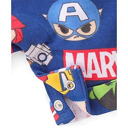 Babyhug Marvel Cotton Single Jersey Knit Dungaree With Half Sleeve Tee And Avengers Print - Yellow & Navy Blue