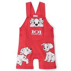 Babyhug Disney Cotton Single Jersey Knit Dungaree With Half Sleeves Tee And 101 Dalmatians Graphics - Blue & Red