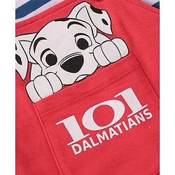 Babyhug Disney Cotton Single Jersey Knit Dungaree With Half Sleeves Tee And 101 Dalmatians Graphics - Blue & Red