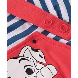 Babyhug Disney Cotton Single Jersey Knit Dungaree With Half Sleeves Tee And 101 Dalmatians Graphics - Blue & Red