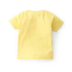 Babyhug Disney Single Jersey Knit  Dungaree with Half Sleeve T-Shirt  & Mickey Mouse  Print - Yellow & Blue