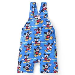 Babyhug Disney Single Jersey Knit  Dungaree with Half Sleeve T-Shirt  & Mickey Mouse  Print - Yellow & Blue
