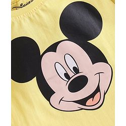 Babyhug Disney Single Jersey Knit  Dungaree with Half Sleeve T-Shirt  & Mickey Mouse  Print - Yellow & Blue