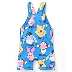 Babyhug Disney Single Jersey Knit Dungaree With Half Sleeves T-Shirt Winnie The Pooh Print - Blue & Yellow