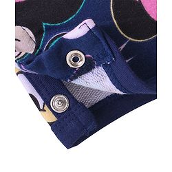 Babyhug Disney Single Jersey Knit  Dungaree with Frill Sleeve T-Shirt with Frill Detailing & Minnie Mouse Family  Print - Navy Blue & Pink