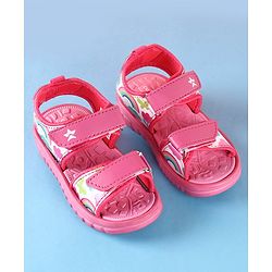 Cute Walk by Babyhug Sandals with Velcro Closure Rainbow Print - Pink