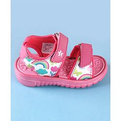 Cute Walk by Babyhug Sandals with Velcro Closure Rainbow Print - Pink