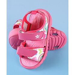 Cute Walk by Babyhug Sandals with Velcro Closure Rainbow Print - Pink