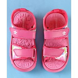 Cute Walk by Babyhug Sandals with Velcro Closure Rainbow Print - Pink