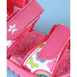 Cute Walk by Babyhug Sandals with Velcro Closure Rainbow Print - Pink