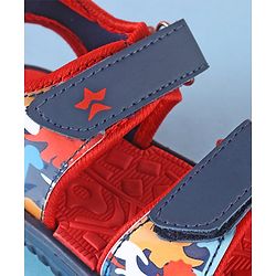 Cute Walk by Babyhug Sandals with Velcro Closure Dino Print - Navy Blue
