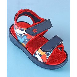 Cute Walk by Babyhug Sandals with Velcro Closure Dino Print - Navy Blue