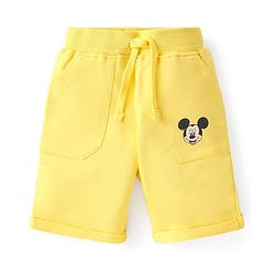 Babyhug Disney Single Jersey Knit Half Sleeves T-Shirt And Shorts Set With Mickey Mouse Graphics - Blue & Yellow