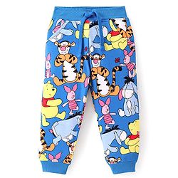 Babyhug Disney Cotton Looper Knit Full Length Lounge Pant With Winnie the Pooh Print - Blue