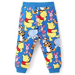 Babyhug Disney Cotton Looper Knit Full Length Lounge Pant With Winnie the Pooh Print - Blue