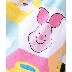 Babyhug Disney Cotton Knit Shorts with Winnie the Pooh Print & Bow Applique - Multicolour