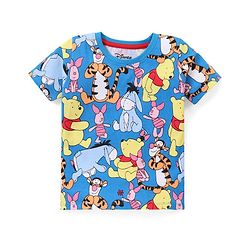 Babyhug Disney Cotton Knit Single Jersey Half Sleeve Night Suit With Winnie The Pooh Print - Blue
