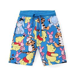 Babyhug Disney Cotton Knit Single Jersey Half Sleeve Night Suit With Winnie The Pooh Print - Blue
