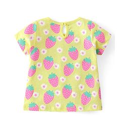 Babyhug Cotton Knit Half Sleeves Night Suit With Strawberries Print - Yellow