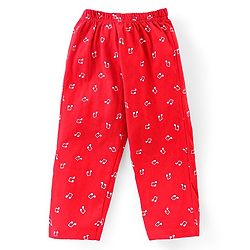 Babyhug Single Jersey Knit Half Sleeves Night Suit Musical Notes Print - Red