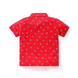 Babyhug Single Jersey Knit Half Sleeves Night Suit Musical Notes Print - Red