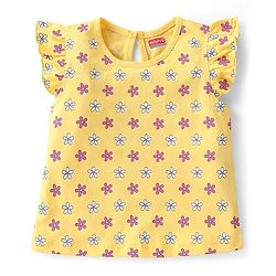 Babyhug 100% Cotton Knit Frill Sleeves Top With Polka Dot Print Pack Of 2 - Multicolor