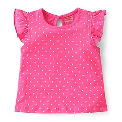 Babyhug 100% Cotton Knit Frill Sleeves Top With Polka Dot Print Pack Of 2 - Multicolor